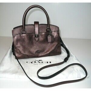 Coach Mercer Satchel 24 Copper Brown Metallic Leather Shoulder Bag W Dust Cover